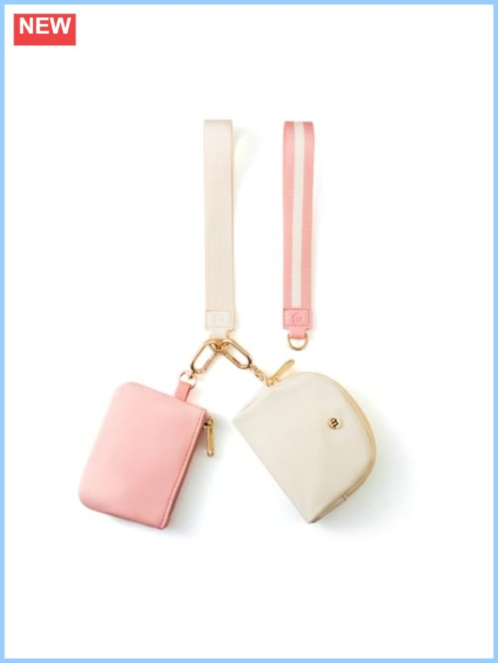 Mini Dual Pouch Wristlet Keychain Wallet Women Zip Around Coin Purse